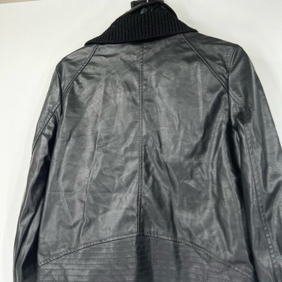 Anthropologie Ett:twa Vegan Leather Sweater Moto Jacket Black - Picture 6 of 7